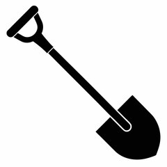 Basic Shovel Black Silhouette Vector Illustration