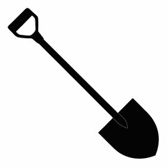 Basic Shovel Black Silhouette Vector Illustration