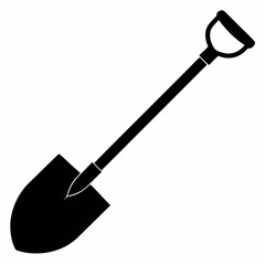 Basic Shovel Black Silhouette Vector Illustration