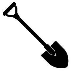Basic Shovel Black Silhouette Vector Illustration