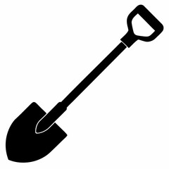 Basic Shovel Black Silhouette Vector Illustration
