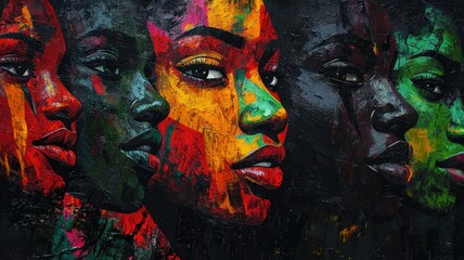 Fototapeta premium Painted Faces in Afro-futuristic Style