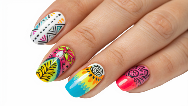 hands with colorful nails