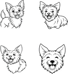 Cute Baby Dog Line Art Vector Illustration