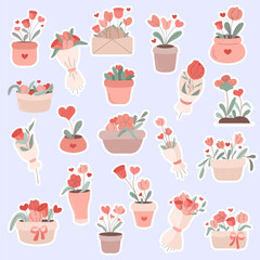 Various Hand Drawn Flower Element Set