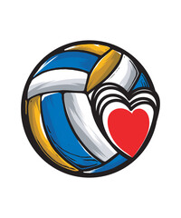 Volleyball Graphics Design With Love and Volleyball Vector for Light Background