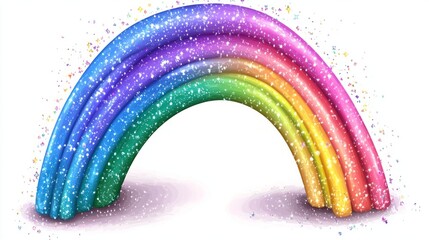 Obraz premium cartoon of a rainbow arch in many different colors and white stars