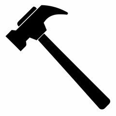 Bold Sledgehammer Black Silhouette Vector Illustration on White Background