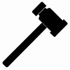 Bold Sledgehammer Black Silhouette Vector Illustration on White Background