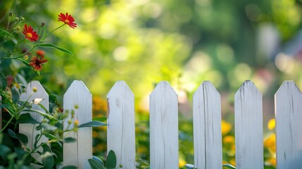 Picket Fence with Wildflowers.