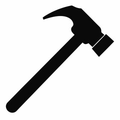 Bold Sledgehammer Black Silhouette Vector Illustration on White Background