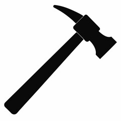 Bold Sledgehammer Black Silhouette Vector Illustration on White Background
