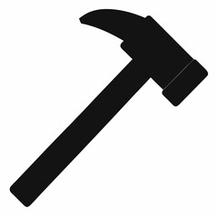 Bold Sledgehammer Black Silhouette Vector Illustration on White Background