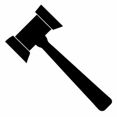 Bold Sledgehammer Black Silhouette Vector Illustration on White Background