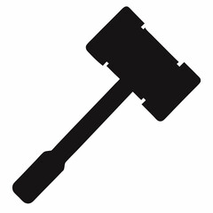 Bold Sledgehammer Black Silhouette Vector Illustration on White Background