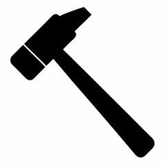 Bold Sledgehammer Black Silhouette Vector Illustration on White Background