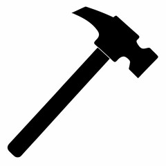 Bold Sledgehammer Black Silhouette Vector Illustration on White Background