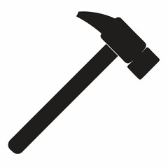 Bold Sledgehammer Black Silhouette Vector Illustration on White Background