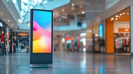 Digital display screen in modern shopping mall.