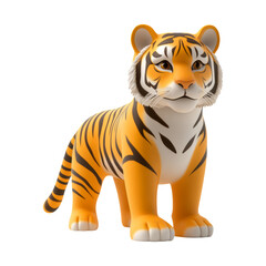 Naklejka premium Cute Cartoon Tiger on Transparent Background