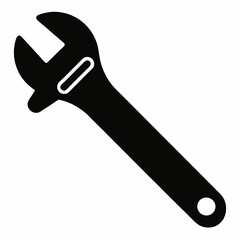 Classic Adjustable Spanner Black Silhouette Vector Design