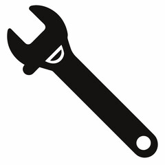 Classic Adjustable Spanner Black Silhouette Vector Design