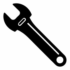 Classic Adjustable Spanner Black Silhouette Vector Design