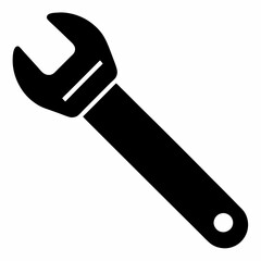 Classic Adjustable Spanner Black Silhouette Vector Design