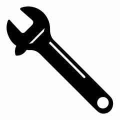 Classic Adjustable Spanner Black Silhouette Vector Design