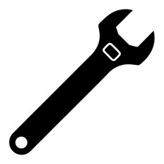 Classic Adjustable Spanner Black Silhouette Vector Design