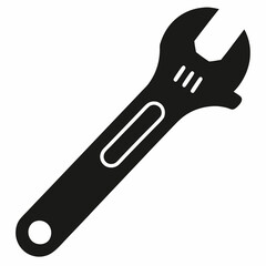 Classic Adjustable Spanner Black Silhouette Vector Design