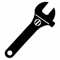 Classic Adjustable Spanner Black Silhouette Vector Design