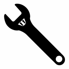 Classic Adjustable Spanner Black Silhouette Vector Design