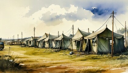 Tent City, Illustration, Digital Artwork