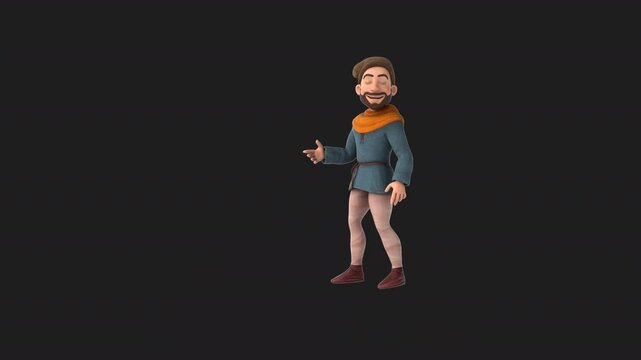 Fun 3D cartoon medieval man talking (with alpha channel)