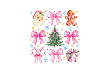 Pink Christmas Doodle Sublimation T Shirt Design