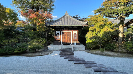 Traditional Japanese Zen Garden with Dry Landscape