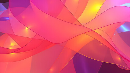 Overlapping transparent sheets of glowing color forming a dynamic, fluid structure