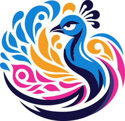 Vector peacock color logo art