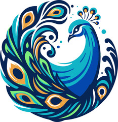Vector peacock color logo art