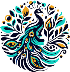 Fototapeta premium Vector peacock color logo art