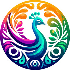 Vector peacock color logo art