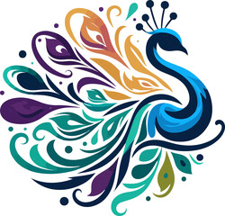 Vector peacock color logo art