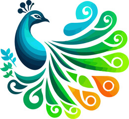 Vector peacock color logo art