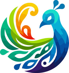 Vector peacock color logo art