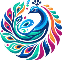 Vector peacock color logo art