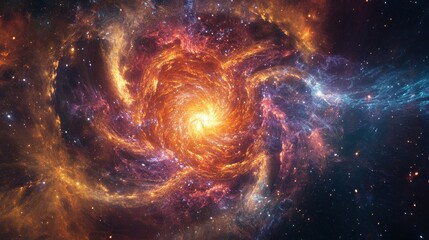 Obraz premium Fiery cosmic swirl, nebula in space.