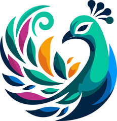 Vector peacock color logo art