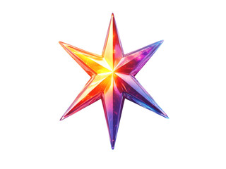 Colorful Star Shape with Glossy Finish on Clear Background