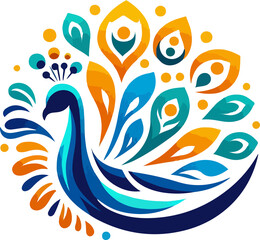 Vector peacock color logo art